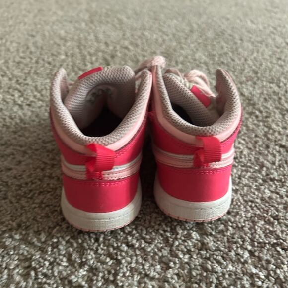 Nike Toddler Jordan 1 Mid White/Medium Soft Pink 'Fierce Pink' - Size 10c - Picture 5 of 7